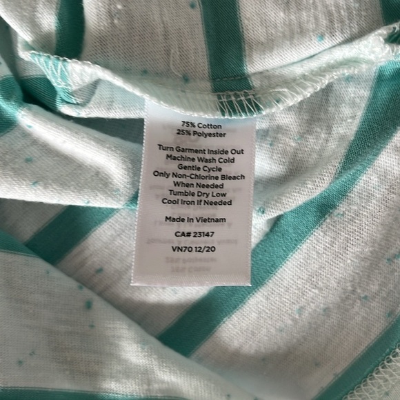 NWOT T By Talbots Women’s Mint Green Striped Tee Tops Size Large - Picture 5 of 6